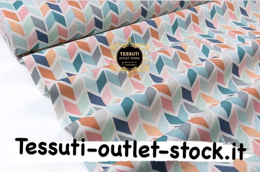 Tessuto Duck con una spighetta rosa-turchese DK-9003