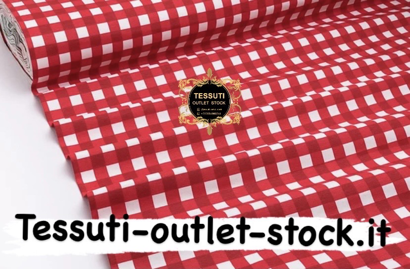 Tessuto Duck con un grande cubetti rossi DK-9115