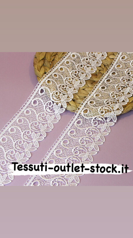 Pizzo macramè (guipure) / colore bianco / larghezza 7,5 cm / ordine da 1 mt 0540