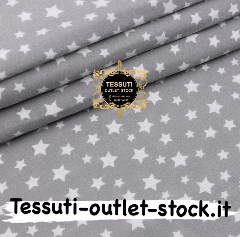 Flanella fantasia stelle bianche su sfondo grigio , larghezza 240 cm 00125
