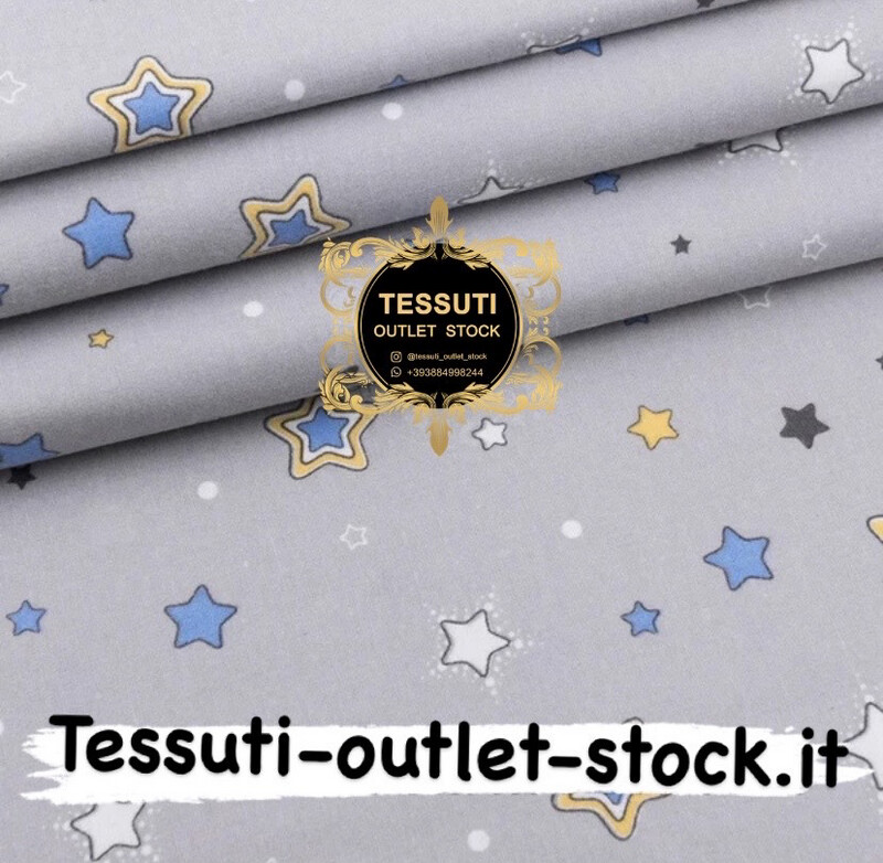 Flanella fantasia stelle su sfondo grigio , larghezza 240 cm