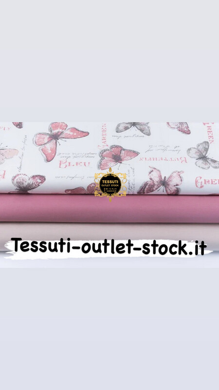 Set di tessuti 40 * 40 cm da 3 pezzi &quot;Farfalle&quot; rosa-beige №232