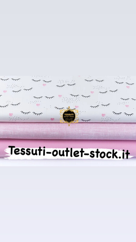 Set di tessuti 40 * 40 cm con 3 pezzi &quot;Ciglia e cuori rosa&quot; №226