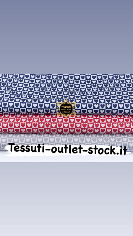 Set di tessuti 40 * 40 cm da 3 pezzi &quot;Cuori in quadrati blu, rosso, grigio&quot; 229