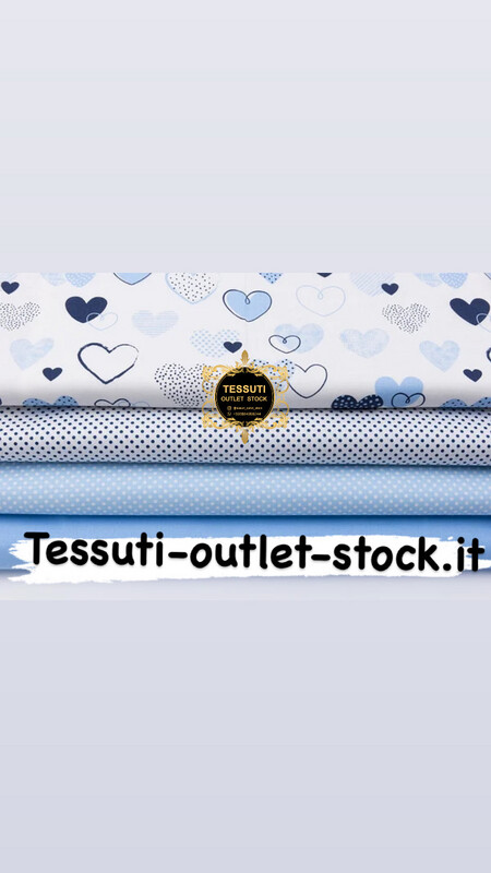 Set di tessuti 40 * 40 cm da 4 pezzi &quot;Cuori blu dipinti&quot; №194