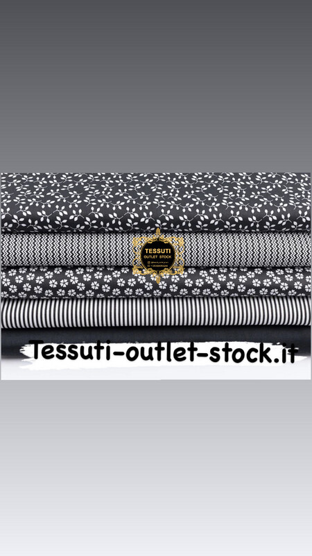 Set di tessuti da 5 pezzi &quot;Piccoli fiori e ramoscelli&quot; di colore bianco e nero di 40 * 40 cm