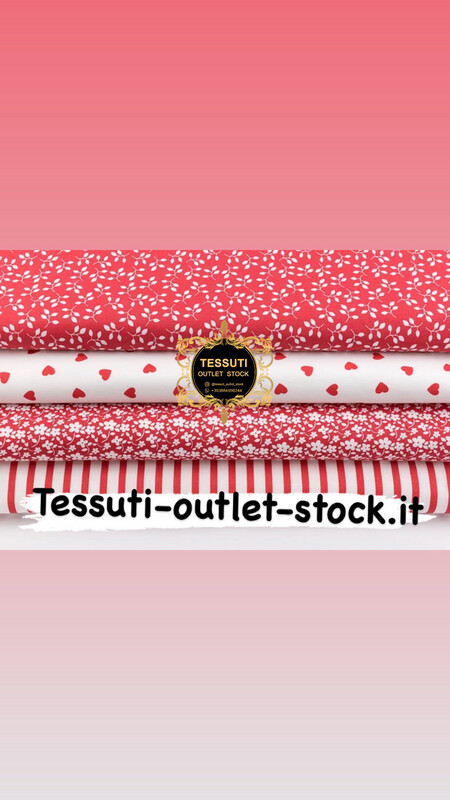 Set di tessuti da 4 pezzi &quot;Piccoli fiori e cuori&quot; di colore bianco-rosso di 40 * 40 cm  НТ-164