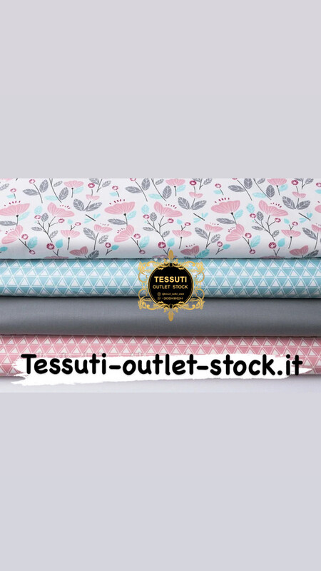 Set di tessuti in raso 40 * 40 cm da 4 pezzi &quot;Fiori in polvere e doppi triangoli&quot; №237