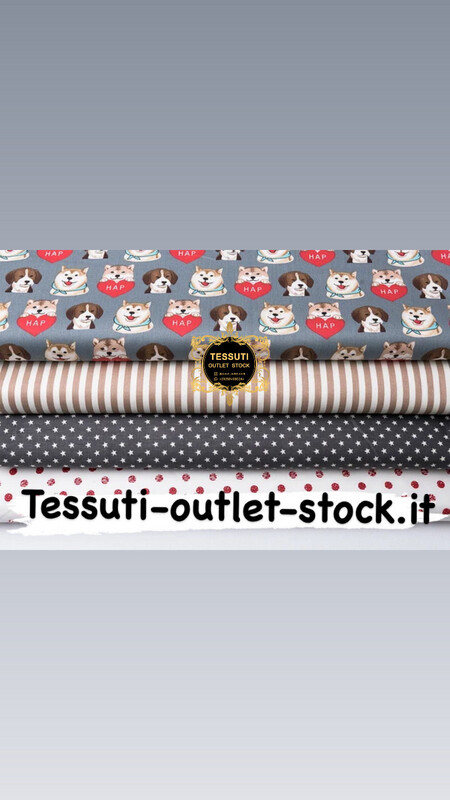 Set di tessuti in raso di 40 * 40 cm da 4 pezzi &quot;Cani con cuori&quot; №239
