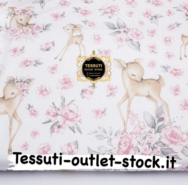 Nuova versione della stampa &quot;Grandi caprioli e fiori rosa&quot; con disposizione trasversale del motivo (№3885)