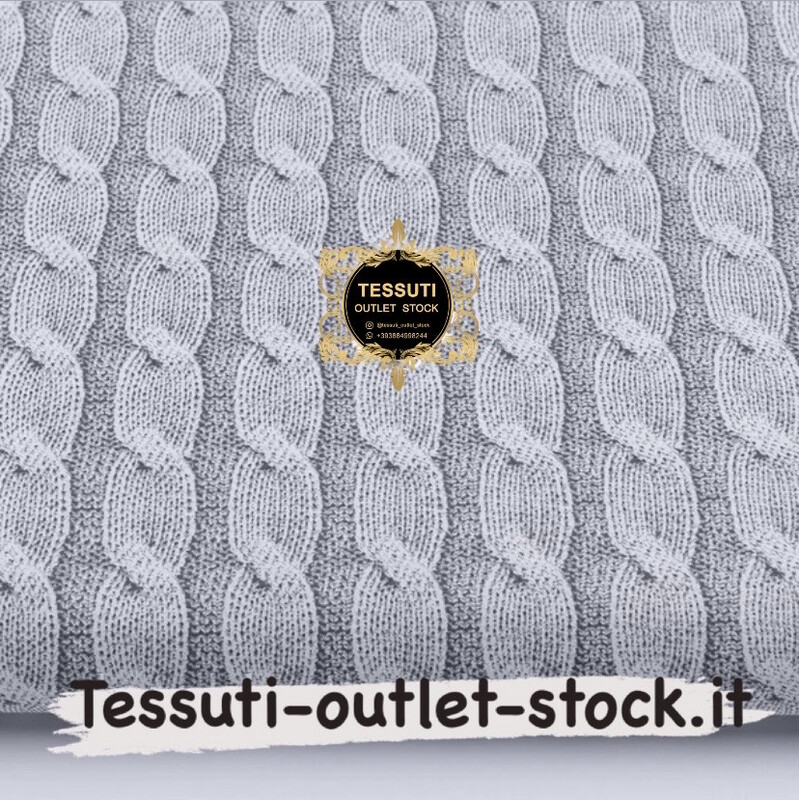 Tessuto di cotone con imitazione del lavoro a maglia a Ferri &quot;Treccia &quot;, colore grigio, №3187a