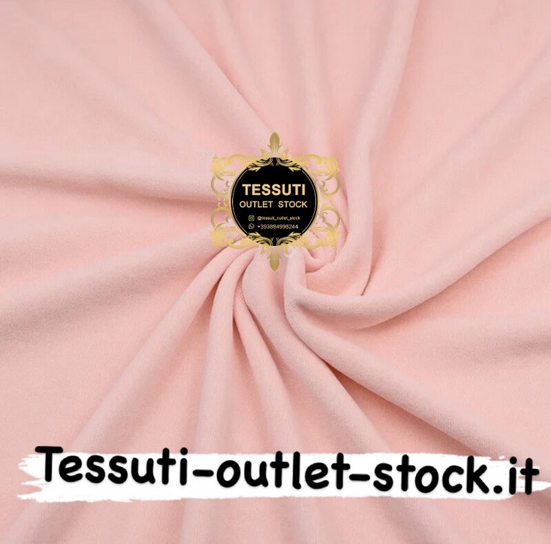 Tessuto di cotone Velluto Ciniglia colore Rosa cipria Chiara 25/1016