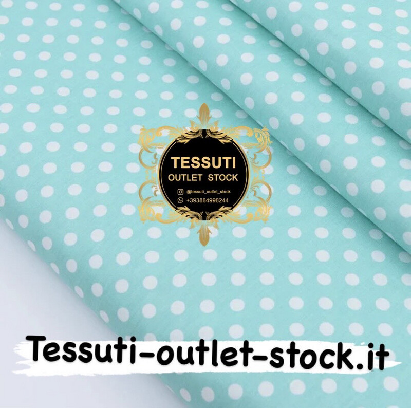 Cotone rasatello &quot;Pois di 7 mm bianco&quot; su menta, 2765c