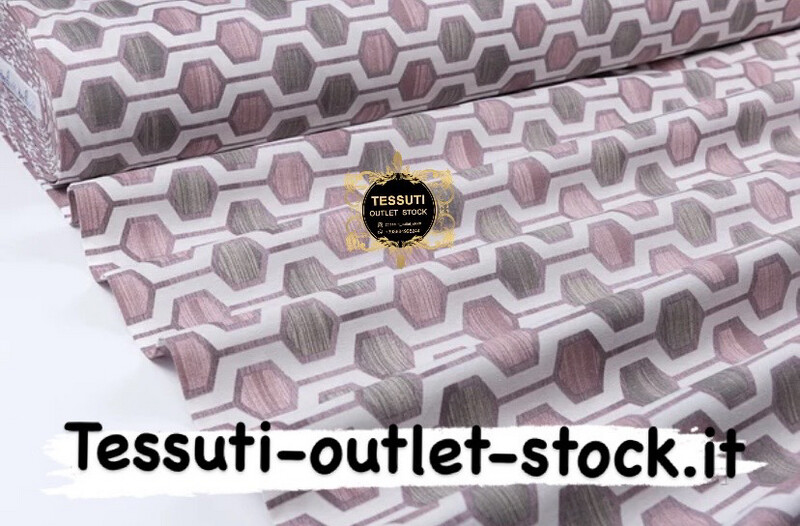 Tessuto Duck con favi rosa-grigio DK-9001
