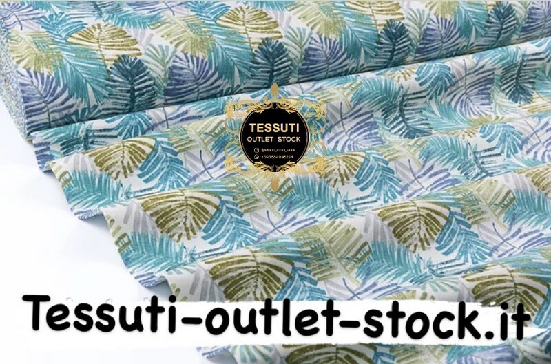 Tessuto Duck con spesse foglie turchesi DK-9006