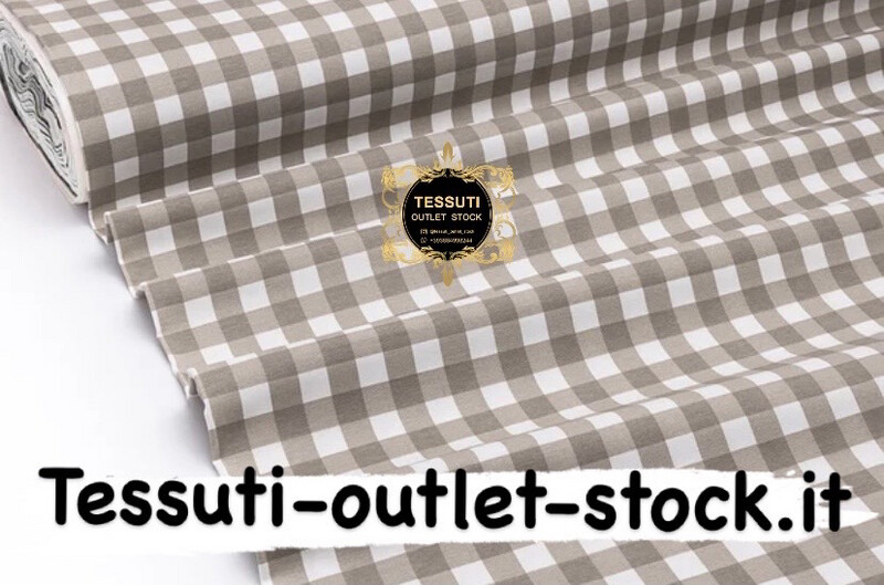 Tessuto Duck con una grande cubetti marrone chiaro DK-9117