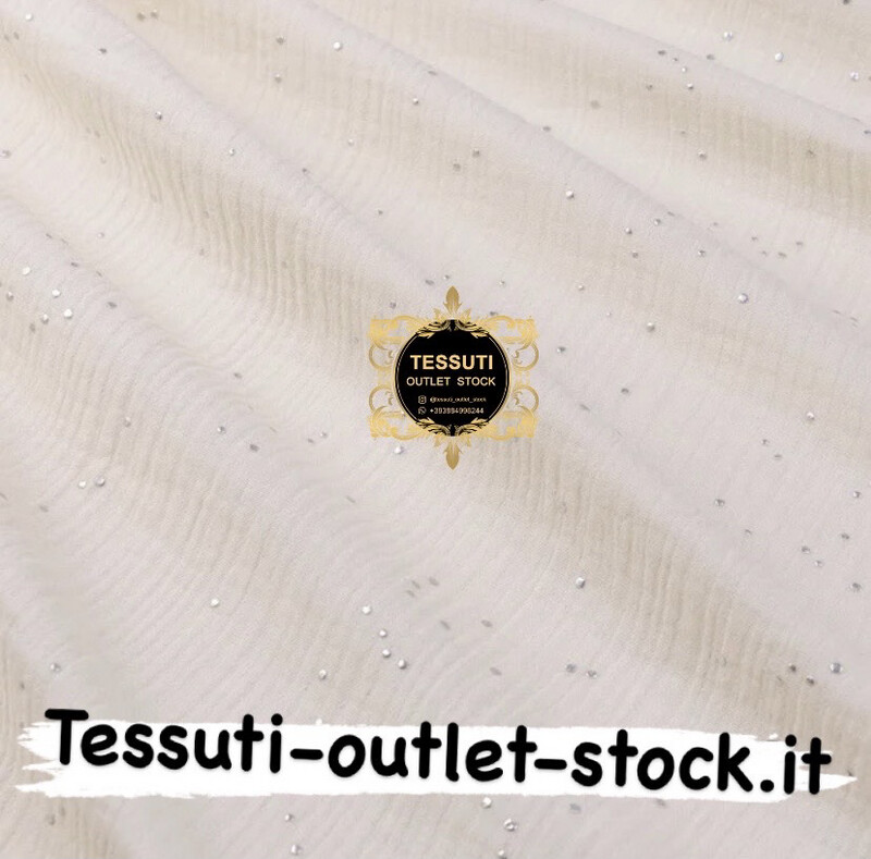 Mussola doppia garza con gocce argento su fondo beige, larghezza 135 cm МС-D-0273