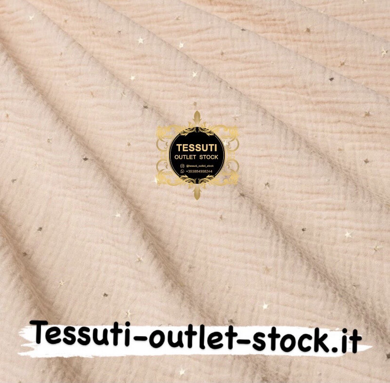 Mussola doppia garza con stelle dorate su fondo polveroso, larghezza 135 cm. МС-D-0265