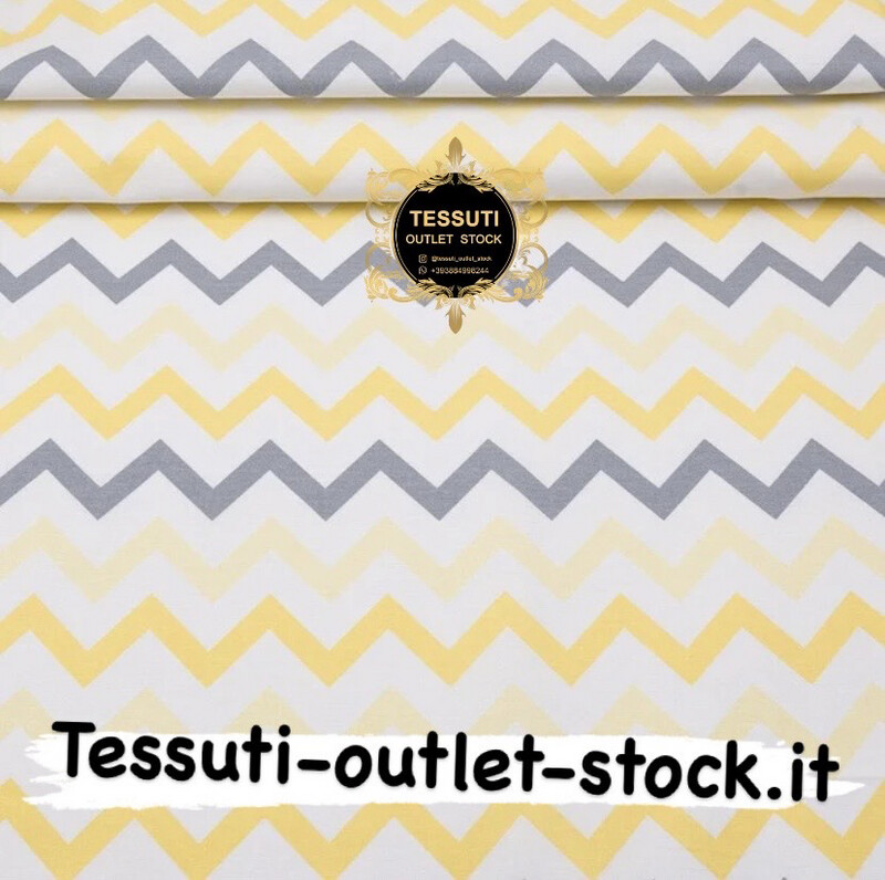 Popeline &quot;Classic zigzag&quot; grigio-giallo,H240 cm (№3071)