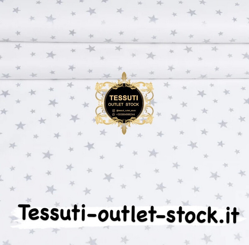 Popeline largo 240 cm &quot;Stelle Glitterati su sfondo bianco&quot; (№3351)