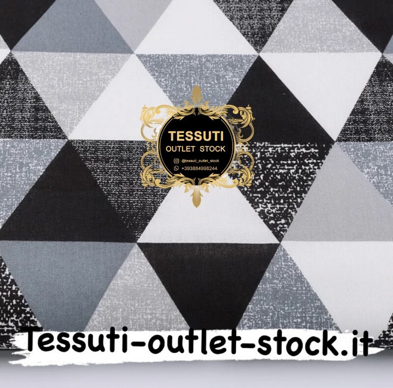 Tessuto di cotone&quot;Triangoli di corsa&quot; nero-grigio, №2868