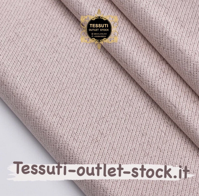 Tessuto di cotone rasatello con linee punteggiate marroni diagonali su uno sfondo rosa pallido, № 3624c