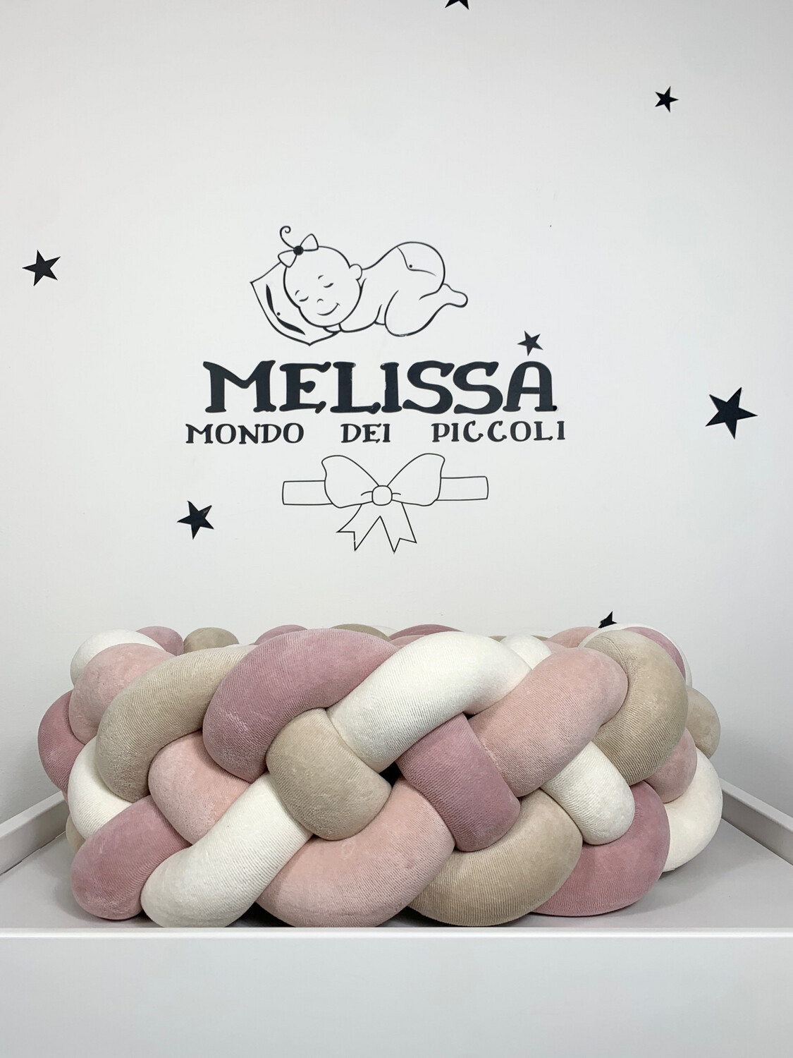 Treccia “Francese” Rosa Cipria Scura- Rosa Antico-Panna- Beige