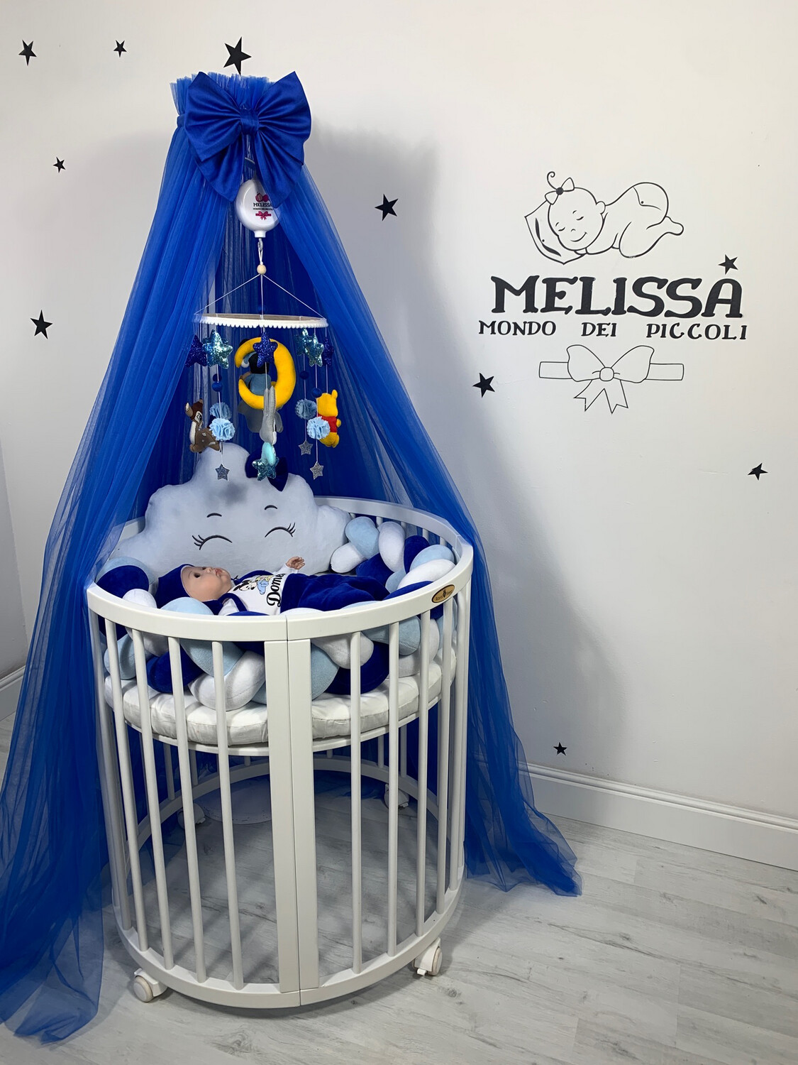 Electric blue tulle canopy