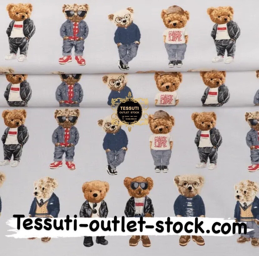 Tessuto di cotone 240 cm &quot;Teddy&quot; su fondo grigio, №4396 