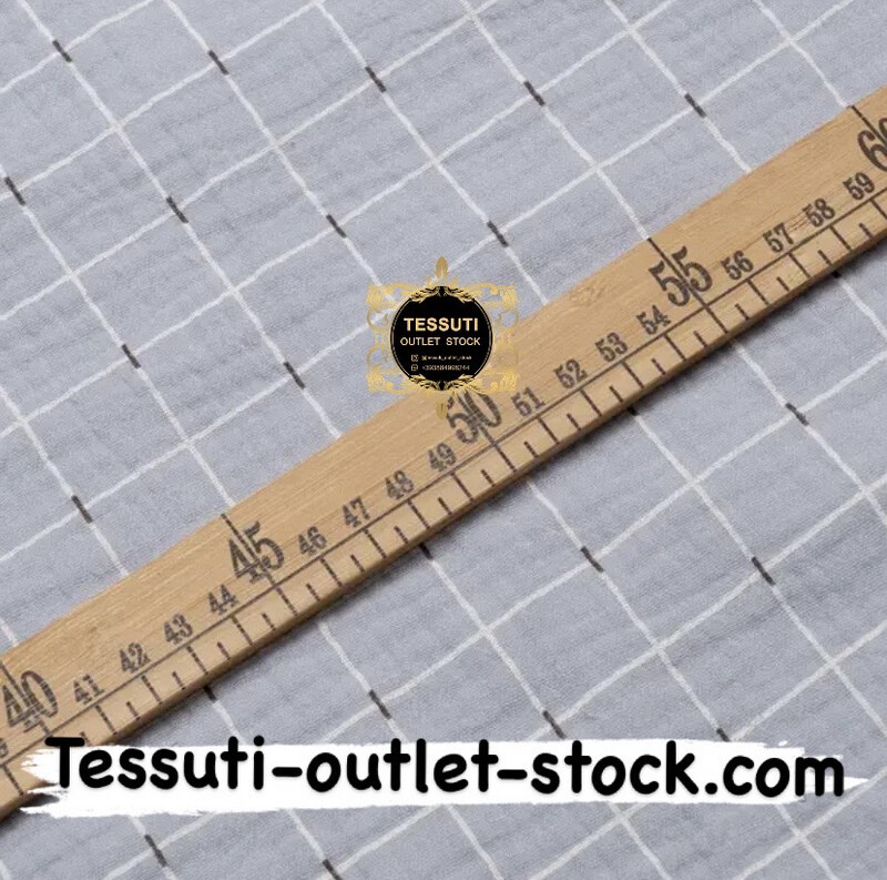 Mussola doppia garza "Quadretti " su sfondo grigio , larghezza 135 cm. МС-O-0494 