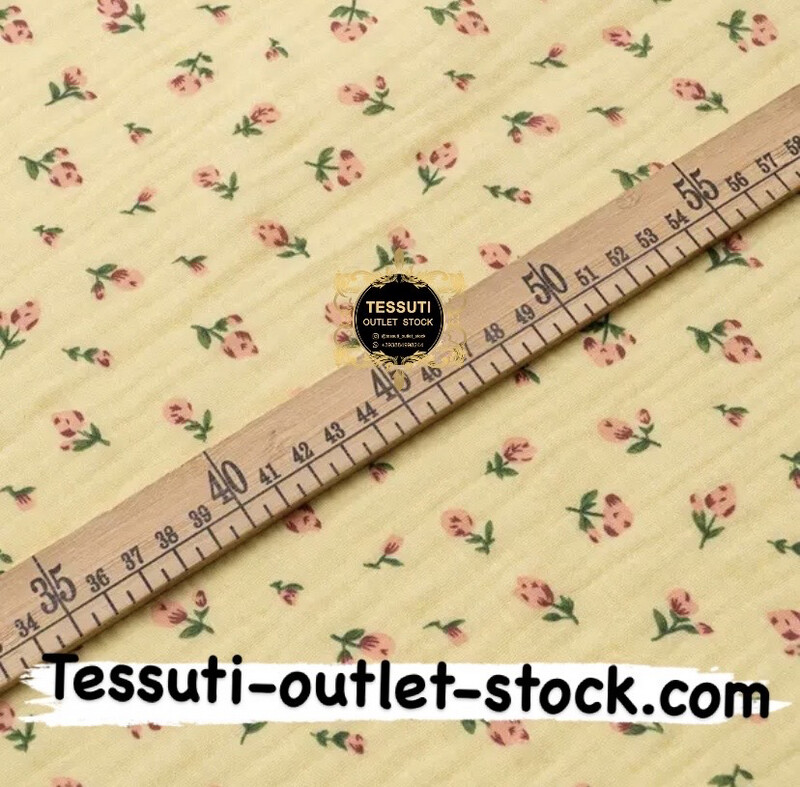 Tessuto Mussola doppia garza “Piccoli Fiori “ su sfondo giallo, larghezza 135 cm. МС-D-0451 