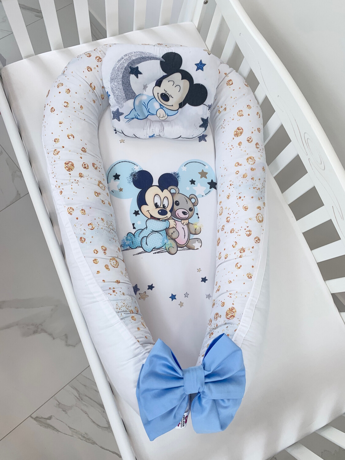 Riduttore Lettino Mickey Mouse +Cuscino Anatomico ( materasso sfoderabile)