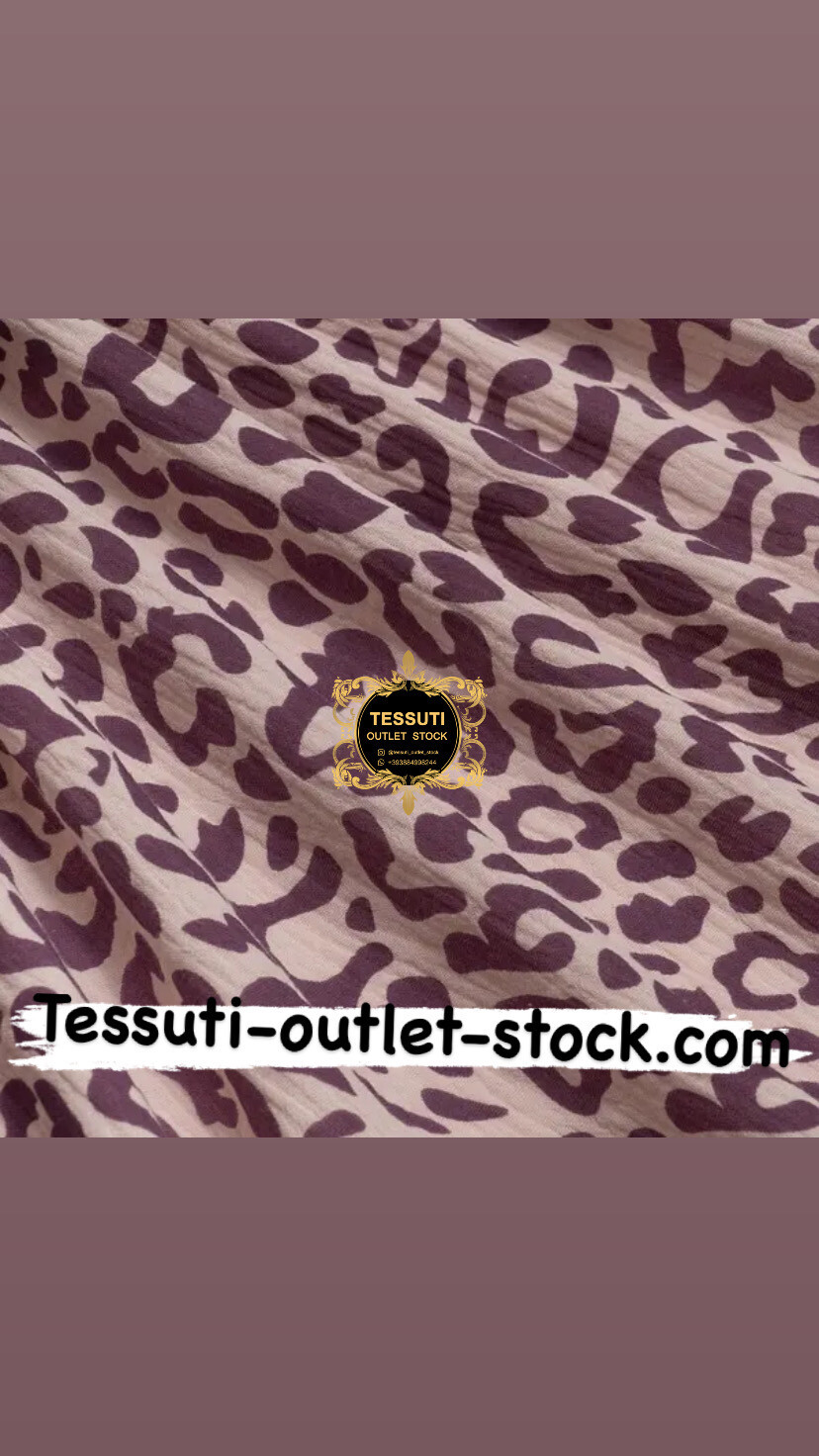 Tessuto Mussola doppia garza “Leonardo” Viola su sfondo rosa cipria, larghezza 135 cm. МС-O-0578