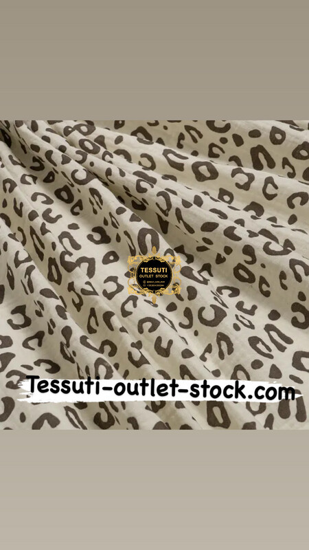 Tessuto Mussola doppia garza “Leopardo” su sfondo beige, larghezza 135 cm. МС-D-0592