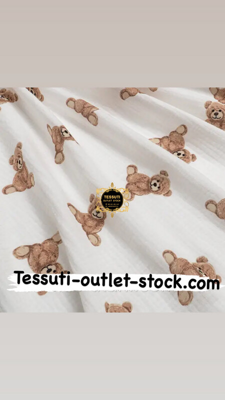 Mussola doppia garza &quot;Orsetti &quot; su fondo bianco, larghezza 135 cm . МС-D-O-0597