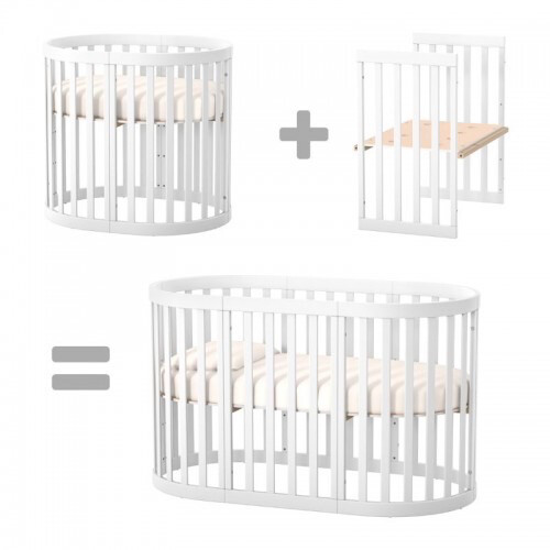 Lettino Roma+ Prolunga+ Materasso Roma trasformabile Coconut+Elastic foam (140*70*10 см)+ Ruote antigraffio + Set Copri Materasso (90*70 cm ,140*70) + Meccanismo Dondolo 