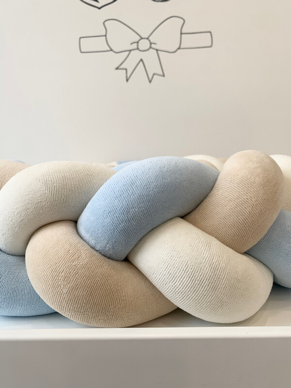 Treccia “Classica” Beige- Panna-Azzurro 