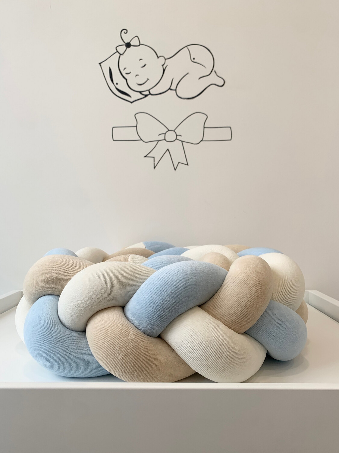 Treccia “Classica” Beige- Panna-Azzurro 