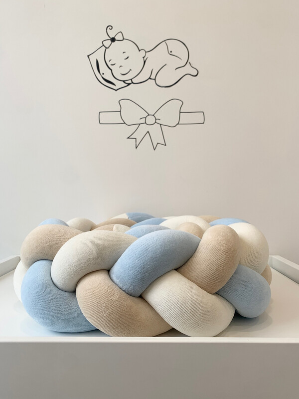 Treccia “Classica” Beige- Panna-Azzurro 