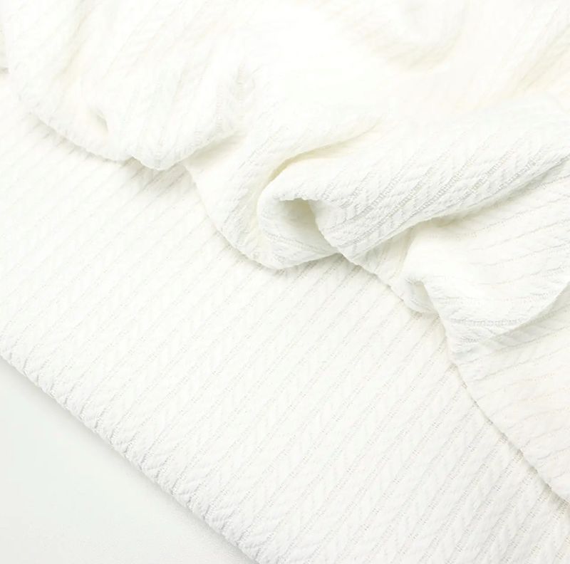 Tessuto di Cotone “Treccia“ colore Bianco № ТФ-030 