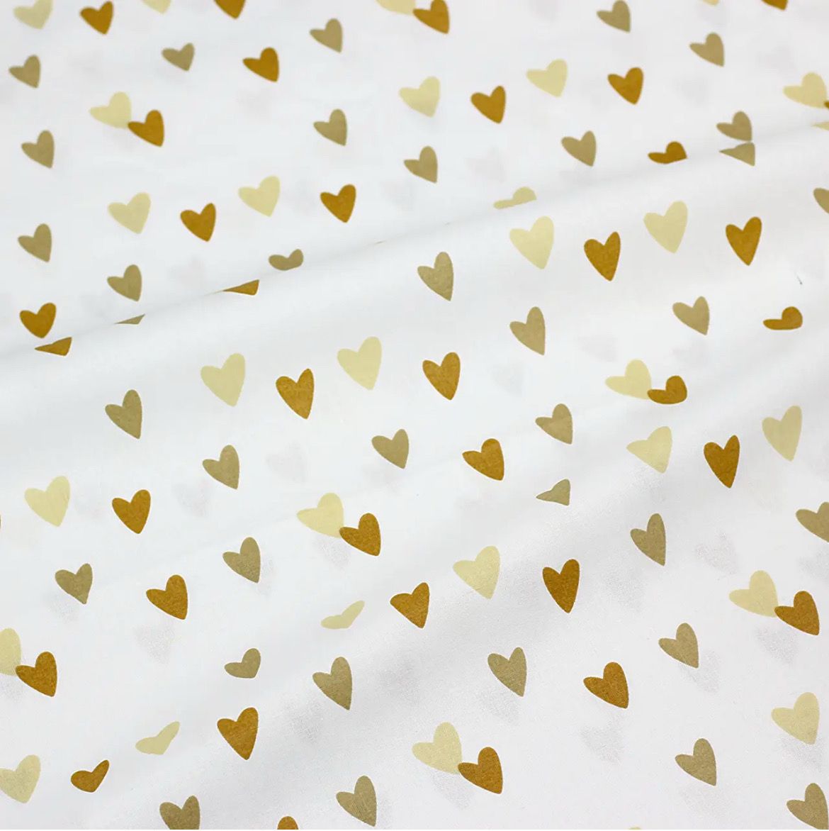 Tessuto di Cotone h160cm "Cuori in tre tonalità" di colori beige su sfondo bianco № Б-3588