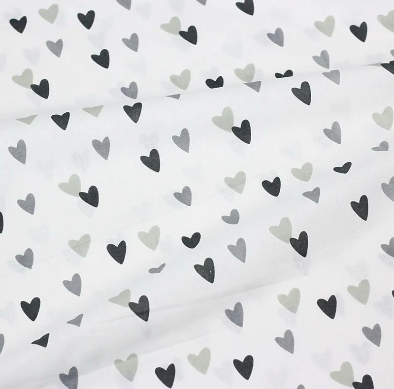 Tessuto di Cotone h160cm "Cuori in tre tonalità" di colori beige su sfondo bianco № Б-3588а