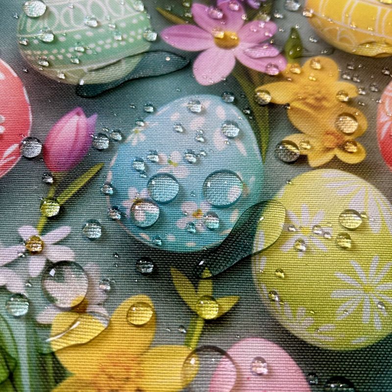 Tessuto Panama Duck Idrorepellente “Uova Pasquali e fiori primaverili “