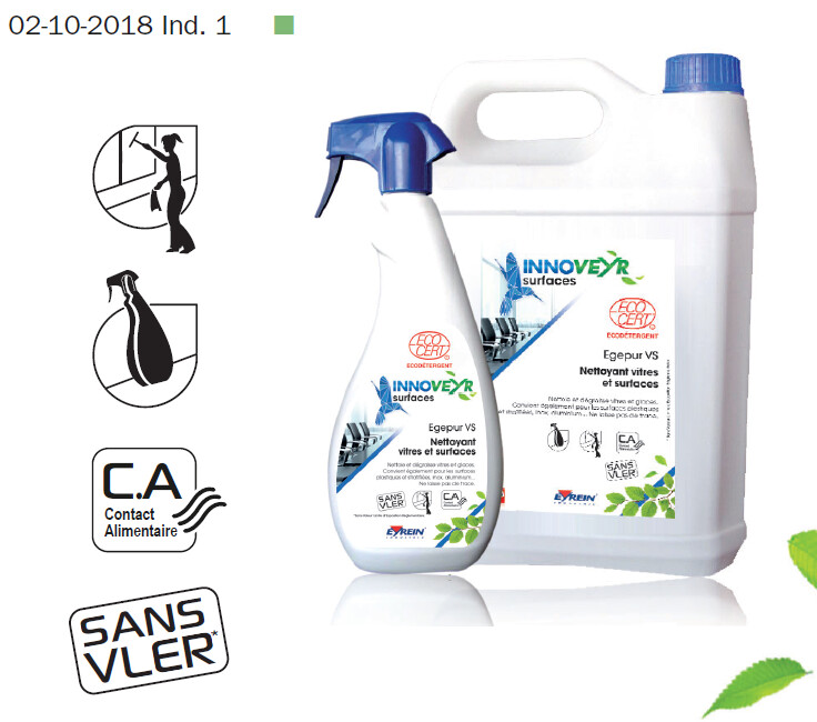 Produit ECOCERT, nettoyant vitres et surfaces EGEPUR VS