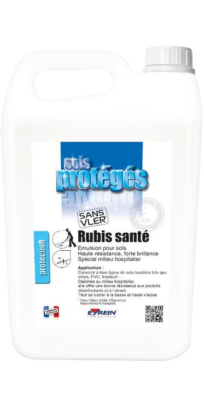 Produit  d'entretien- 
Émulsion pour sols Haute résistance, forte brillance
Spécial milieu hospitalier RUBIS SANTE