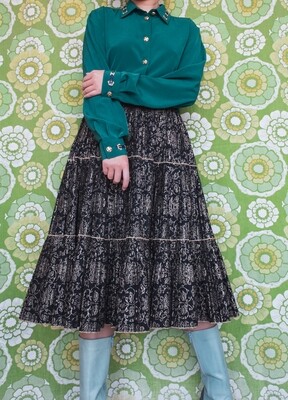 Black cotton pleated skirt