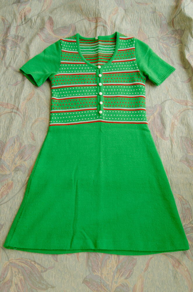 Green knit dress S