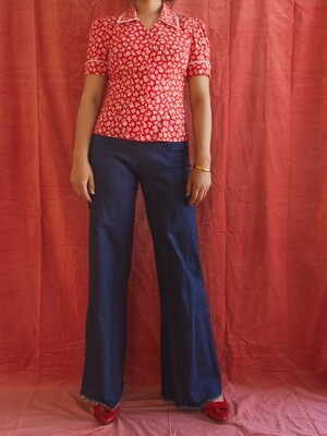 Red flower top M/S