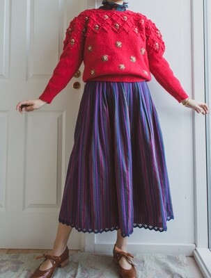 Vintage embroidery thick sweater M/S