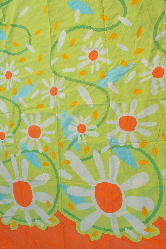 Remade-to-order green flower fabric